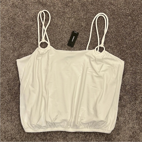 Express Women’s Tank Size XL Skimming Scoop Neck Double Strap Loop White NWT $54 - Picture 5 of 16